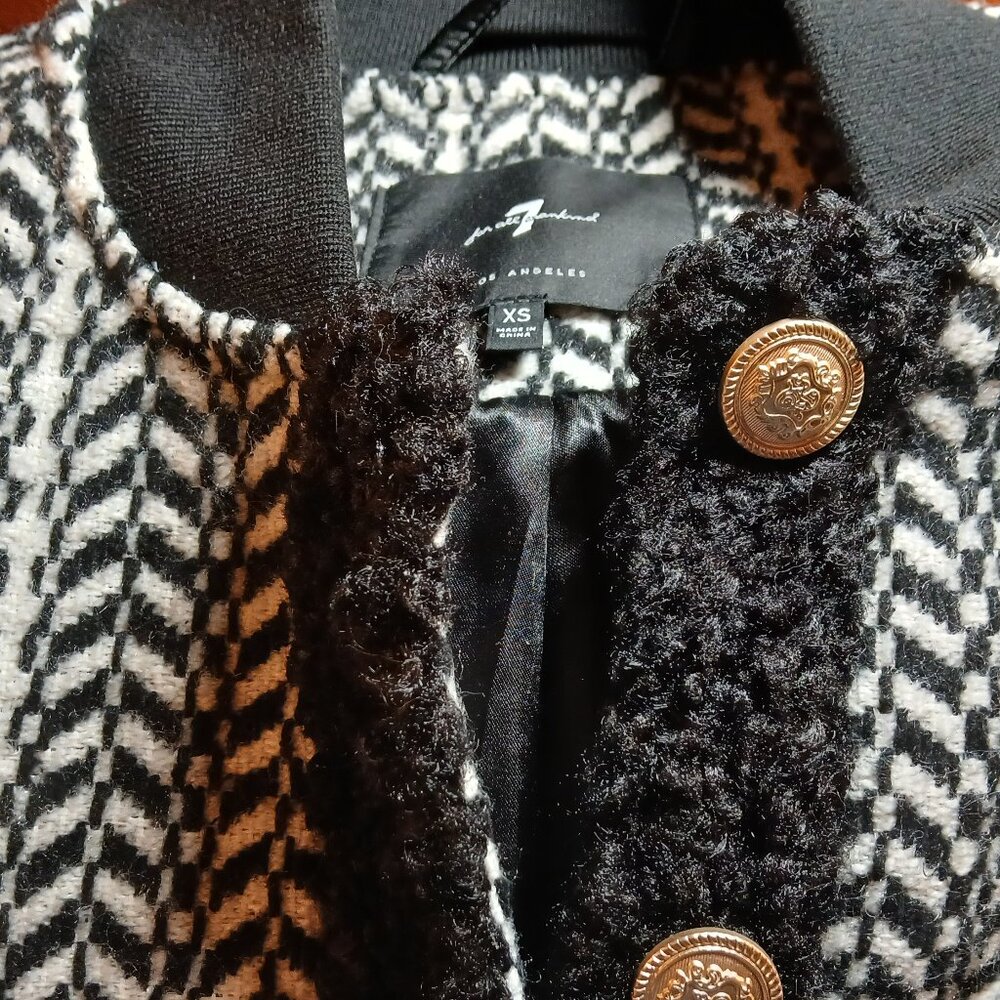 7 FOR ALL MANKIND Tweed Sherpa Bomber Jacket - Like New - Picture 9 of 15